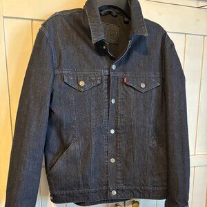 Levis Denim Commuter Jacket Men  Indigo Vented Hooded Heavy Snap Button Preppy